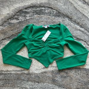 Urban Outfitters Green Long Sleeve Crop Top
